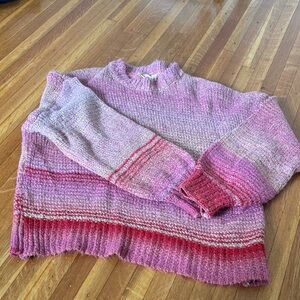 Altard state Pink Ombre Ribbed Crewneck Sweater